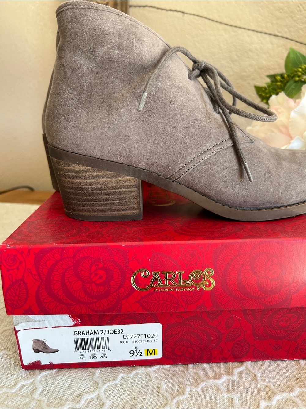 Carlos by Carlos Santana, Graham, Taupe Suede Lace-Up Ankle Boot, cute and comfy